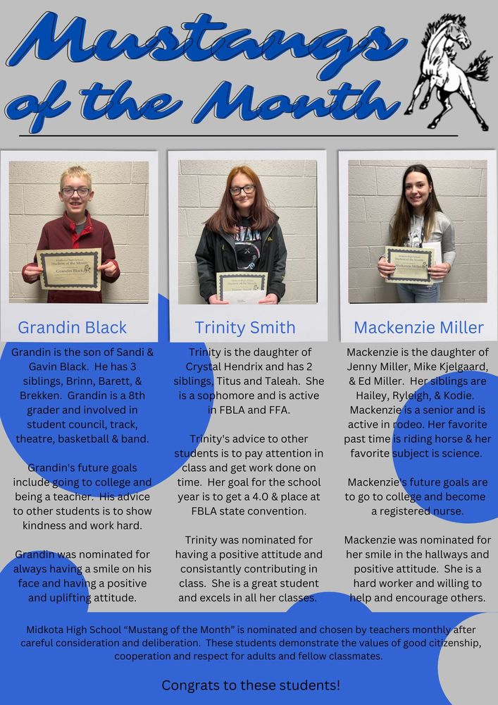 December Mustangs of the Month