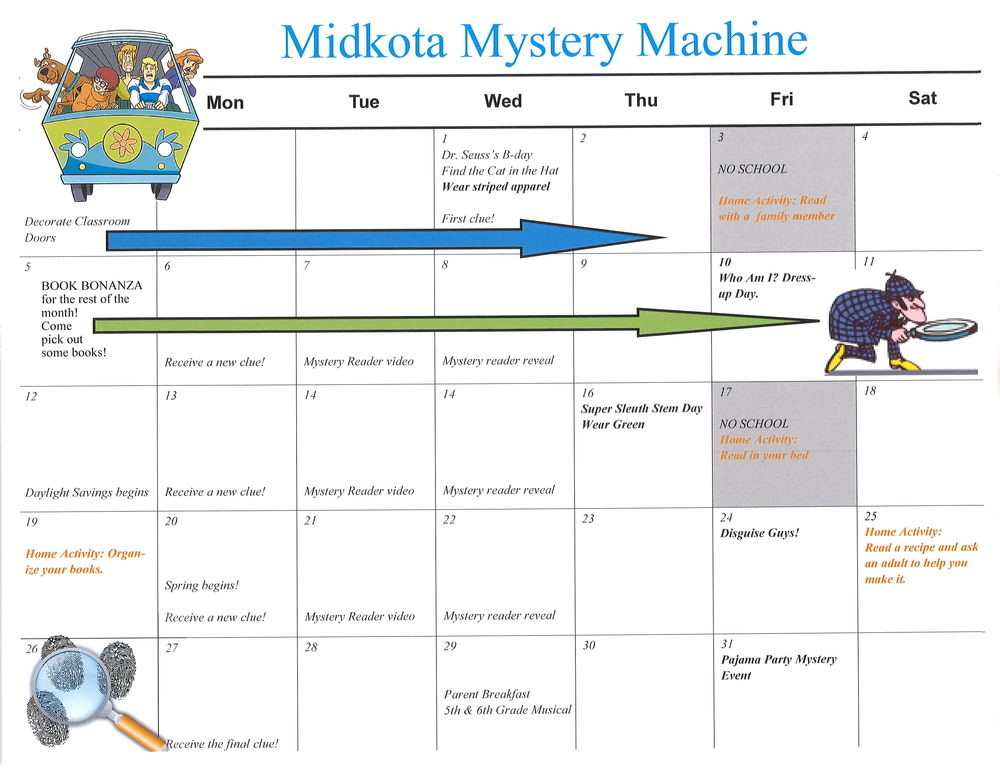 Calendar of Reading Month Activities