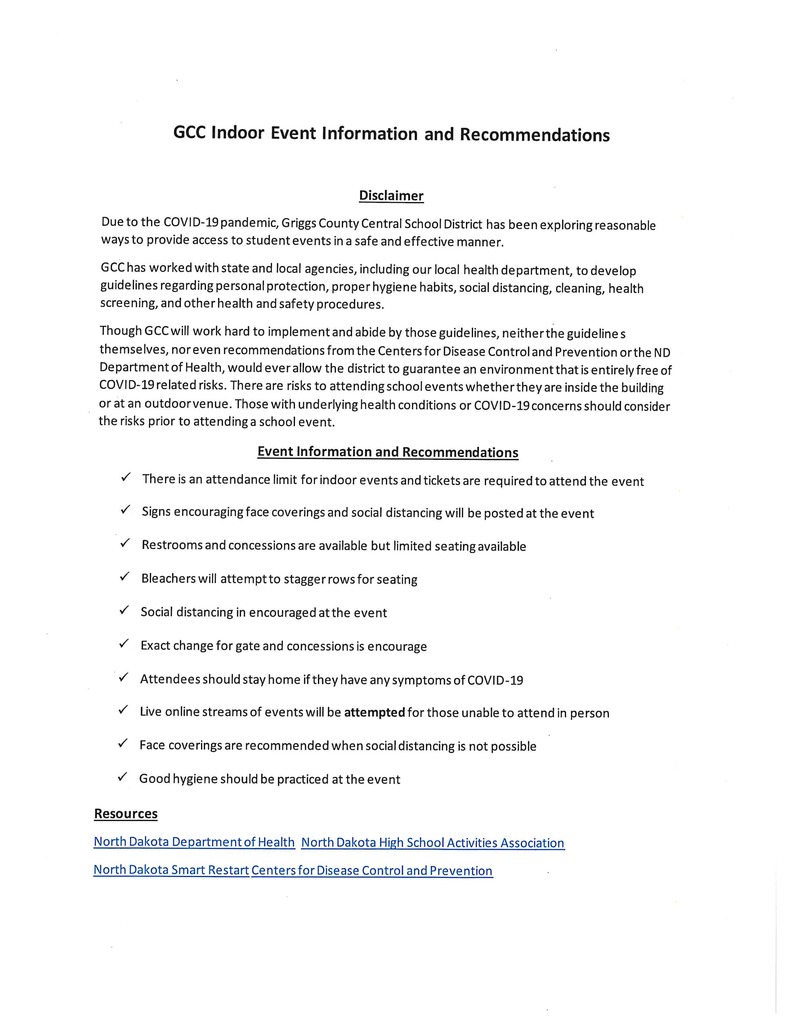 GCC Indoor Event Information & Reccomendations