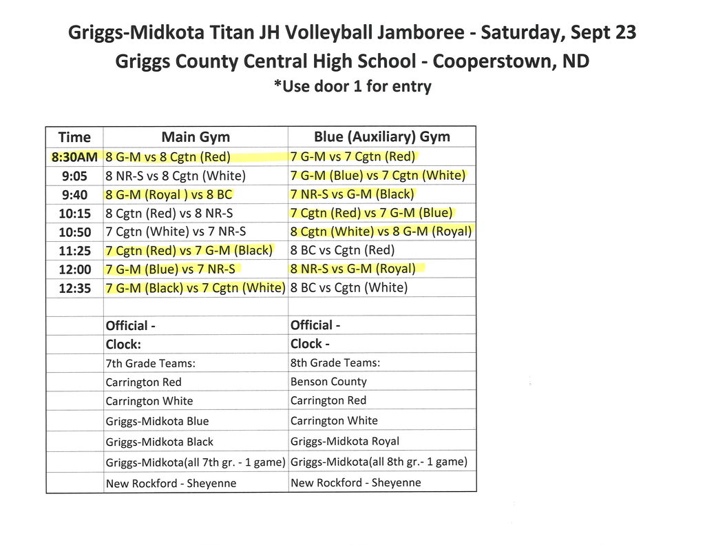 GM JH VB Tourney
